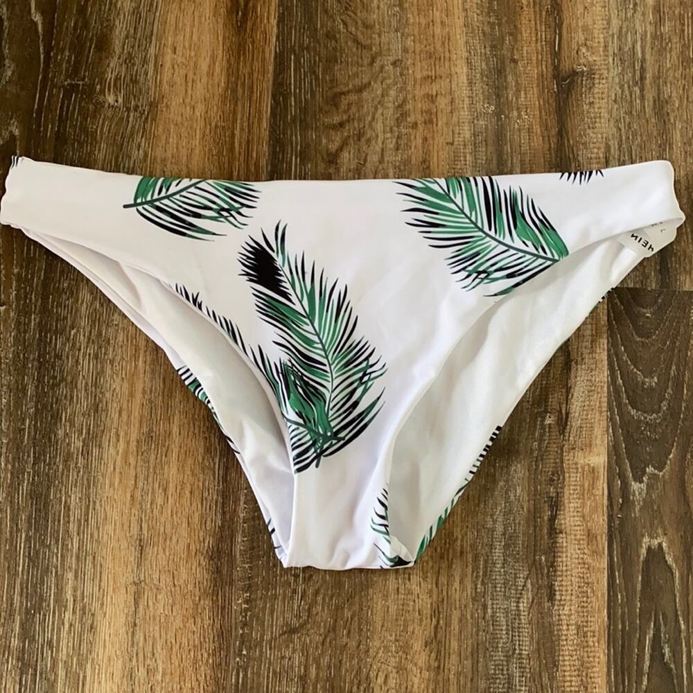 SHEIN White Palm Bikini Bottoms Size Large